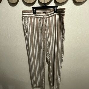 Ann Taylor Factory Brown and White Striped Chinos